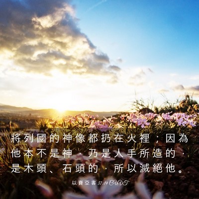 Picture 03 - 以 賽 亞 書 37:19 CUVT - 將 列 國 的 神 像 都 扔 在 火 裡 ； - Bible Verse Picture