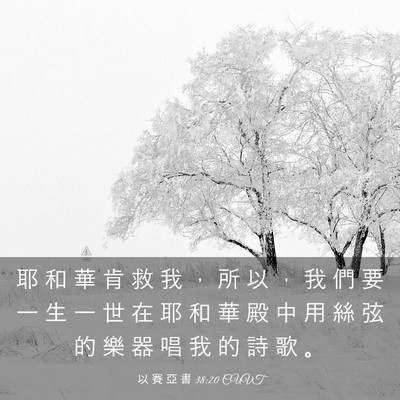 Picture 03 - 以 賽 亞 書 38:20 CUVT - 耶 和 華 肯 救 我 ， 所 以 ， 我 們 - Bible Verse Picture