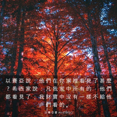 Picture 03 - 以 賽 亞 書 39:4 CUVT - 以 賽 亞 說 ： 他 們 在 你 家 裡 看 - Bible Verse Picture