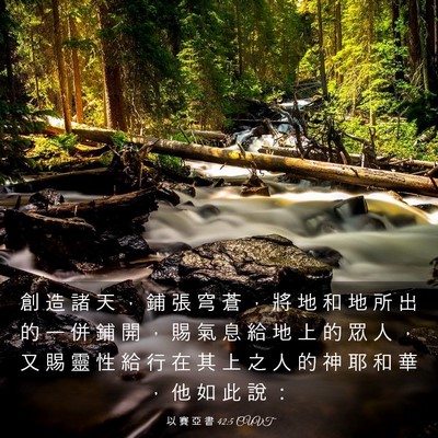 Picture 03 - 以 賽 亞 書 42:5 CUVT - 創 造 諸 天 ， 鋪 張 穹 蒼 ， 將 地 - Bible Verse Picture