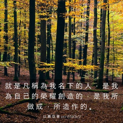 Picture 03 - 以 賽 亞 書 43:7 CUVT - 就 是 凡 稱 為 我 名 下 的 人 ， 是 - Bible Verse Picture