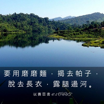 Picture 03 - 以 賽 亞 書 47:2 CUVT - 要 用 磨 磨 麵 ， 揭 去 帕 子 ， 脫 - Bible Verse Picture