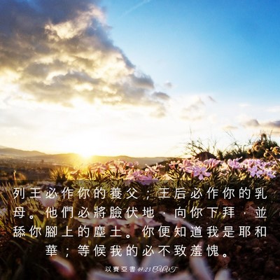 Picture 03 - 以 賽 亞 書 49:23 CUVT - 列 王 必 作 你 的 養 父 ； 王 后 必 - Bible Verse Picture