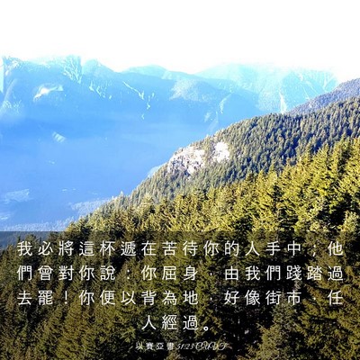 Picture 03 - 以 賽 亞 書 51:23 CUVT - 我 必 將 這 杯 遞 在 苦 待 你 的 人 - Bible Verse Picture