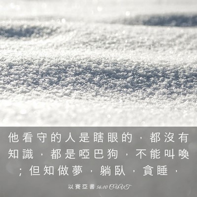Picture 03 - 以 賽 亞 書 56:10 CUVT - 他 看 守 的 人 是 瞎 眼 的 ， 都 沒 - Bible Verse Picture