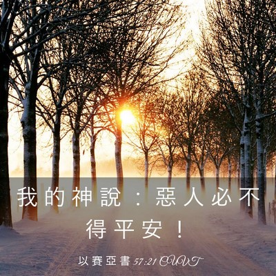Picture 03 - 以 賽 亞 書 57:21 CUVT - 我 的 神 說 ： 惡 人 必 不 得 平 安 - Bible Verse Picture
