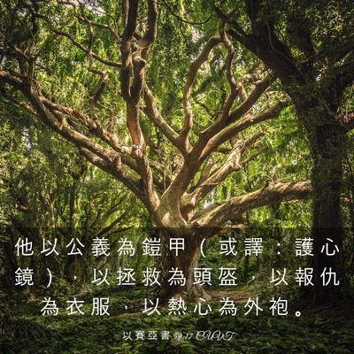 Picture 03 - 以 賽 亞 書 59:17 CUVT - 他 以 公 義 為 鎧 甲 （ 或 譯 ： 護 - Bible Verse Picture
