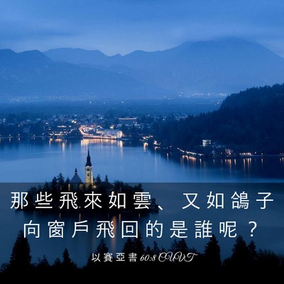 Picture 03 - 以 賽 亞 書 60:8 CUVT - 那 些 飛 來 如 雲 、 又 如 鴿 子 向 - Bible Verse Picture