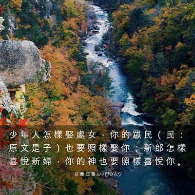 Picture 03 - 以 賽 亞 書 62:5 CUVT - 少 年 人 怎 樣 娶 處 女 ， 你 的 眾 - Bible Verse Picture