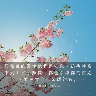 Picture 03 - 以 賽 亞 書 63:14 CUVT - 耶 和 華 的 靈 使 他 們 得 安 息 ， - Bible Verse Picture