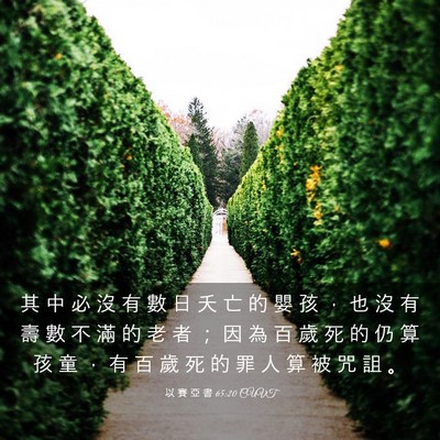 Picture 03 - 以 賽 亞 書 65:20 CUVT - 其 中 必 沒 有 數 日 夭 亡 的 嬰 孩 - Bible Verse Picture