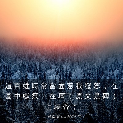 Picture 03 - 以 賽 亞 書 65:3 CUVT - 這 百 姓 時 常 當 面 惹 我 發 怒 ； - Bible Verse Picture