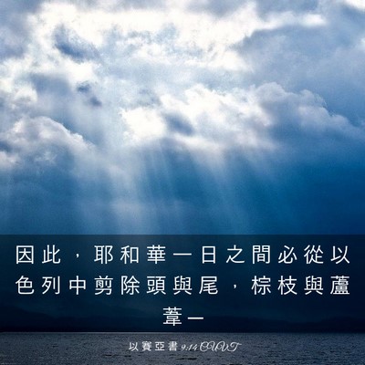 Picture 03 - 以 賽 亞 書 9:14 CUVT - 因 此 ， 耶 和 華 一 日 之 間 必 從 - Bible Verse Picture