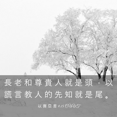 Picture 03 - 以 賽 亞 書 9:15 CUVT - 長 老 和 尊 貴 人 就 是 頭 ， 以 謊 - Bible Verse Picture