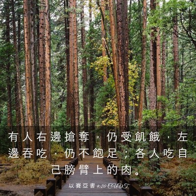 Picture 03 - 以 賽 亞 書 9:20 CUVT - 有 人 右 邊 搶 奪 ， 仍 受 飢 餓 ， - Bible Verse Picture