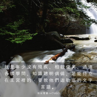 Picture 03 - 但 以 理 書 1:4 CUVT - 就 是 年 少 沒 有 殘 疾 、 相 貌 俊 - Bible Verse Picture