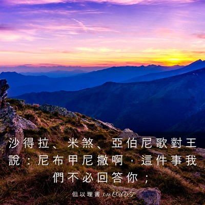 Picture 03 - 但 以 理 書 3:16 CUVT - 沙 得 拉 、 米 煞 、 亞 伯 尼 歌 對 - Bible Verse Picture