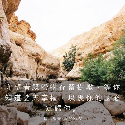 Picture 03 - 但 以 理 書 4:26 CUVT - 守 望 者 既 吩 咐 存 留 樹 墩 ， 等 - Bible Verse Picture