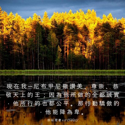 Picture 03 - 但 以 理 書 4:37 CUVT - 現 在 我 ─ 尼 布 甲 尼 撒 讚 美 、 - Bible Verse Picture