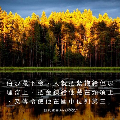 Picture 03 - 但 以 理 書 5:29 CUVT - 伯 沙 撒 下 令 ， 人 就 把 紫 袍 給 - Bible Verse Picture