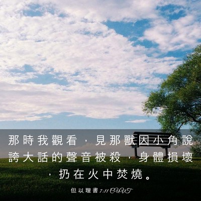 Picture 03 - 但 以 理 書 7:11 CUVT - 那 時 我 觀 看 ， 見 那 獸 因 小 角 - Bible Verse Picture