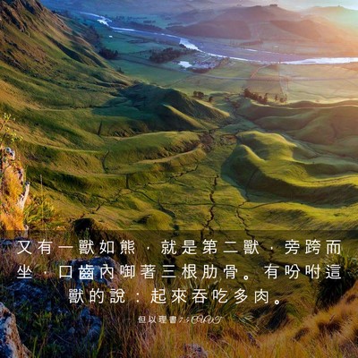 Picture 03 - 但 以 理 書 7:5 CUVT - 又 有 一 獸 如 熊 ， 就 是 第 二 獸 - Bible Verse Picture