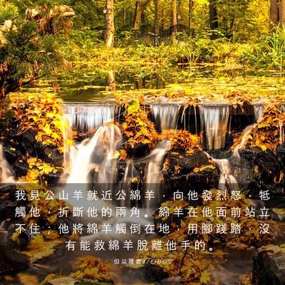 Picture 03 - 但 以 理 書 8:7 CUVT - 我 見 公 山 羊 就 近 公 綿 羊 ， 向 - Bible Verse Picture