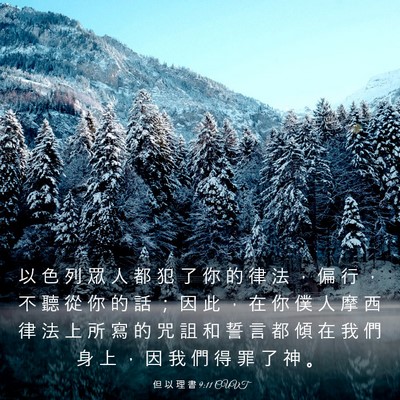 Picture 03 - 但 以 理 書 9:11 CUVT - 以 色 列 眾 人 都 犯 了 你 的 律 法 - Bible Verse Picture