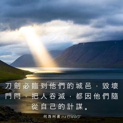 Picture 03 - 何 西 阿 書 11:6 CUVT - 刀 劍 必 臨 到 他 們 的 城 邑 ， 毀 - Bible Verse Picture