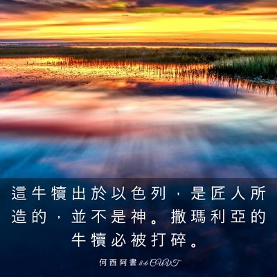 Picture 03 - 何 西 阿 書 8:6 CUVT - 這 牛 犢 出 於 以 色 列 ， 是 匠 人 - Bible Verse Picture