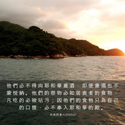 Picture 03 - 何 西 阿 書 9:4 CUVT - 他 們 必 不 得 向 耶 和 華 奠 酒 ， - Bible Verse Picture