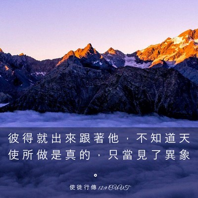 Picture 03 - 使 徒 行 傳 12:9 CUVT - 彼 得 就 出 來 跟 著 他 ， 不 知 道 - Bible Verse Picture