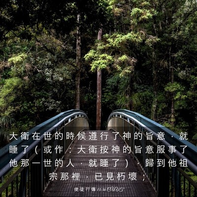 Picture 03 - 使 徒 行 傳 13:36 CUVT - 大 衛 在 世 的 時 候 遵 行 了 神 的 - Bible Verse Picture