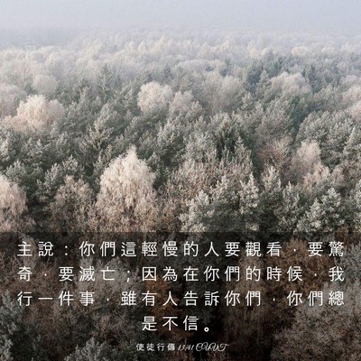 Picture 03 - 使 徒 行 傳 13:41 CUVT - 主 說 ： 你 們 這 輕 慢 的 人 要 觀 - Bible Verse Picture