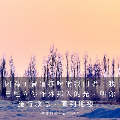 Picture 03 - 使 徒 行 傳 13:47 CUVT - 因 為 主 曾 這 樣 吩 咐 我 們 說 ： - Bible Verse Picture