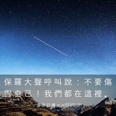 Picture 03 - 使 徒 行 傳 16:28 CUVT - 保 羅 大 聲 呼 叫 說 ： 不 要 傷 害 - Bible Verse Picture