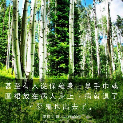 Picture 03 - 使 徒 行 傳 19:12 CUVT - 甚 至 有 人 從 保 羅 身 上 拿 手 巾 - Bible Verse Picture