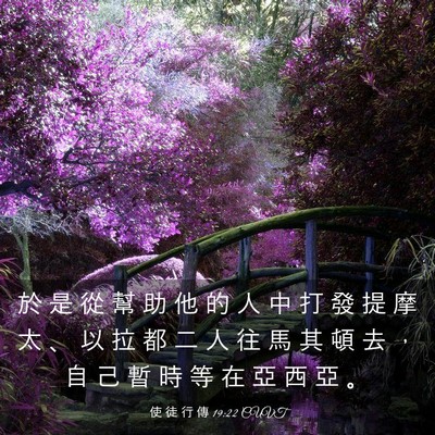 Picture 03 - 使 徒 行 傳 19:22 CUVT - 於 是 從 幫 助 他 的 人 中 打 發 提 - Bible Verse Picture