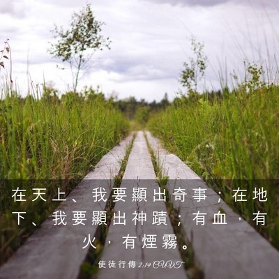 Picture 03 - 使 徒 行 傳 2:19 CUVT - 在 天 上 、 我 要 顯 出 奇 事 ； 在 - Bible Verse Picture