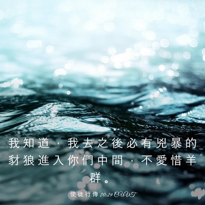 Picture 03 - 使 徒 行 傳 20:29 CUVT - 我 知 道 ， 我 去 之 後 必 有 兇 暴 - Bible Verse Picture