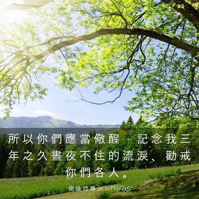 Picture 03 - 使 徒 行 傳 20:31 CUVT - 所 以 你 們 應 當 儆 醒 ， 記 念 我 - Bible Verse Picture