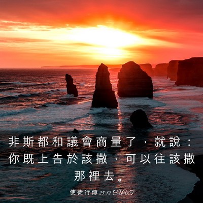 Picture 03 - 使 徒 行 傳 25:12 CUVT - 非 斯 都 和 議 會 商 量 了 ， 就 說 - Bible Verse Picture