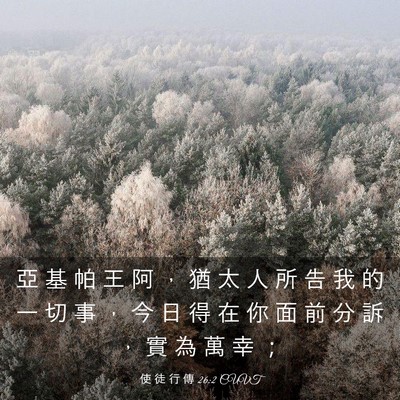 Picture 03 - 使 徒 行 傳 26:2 CUVT - 亞 基 帕 王 阿 ， 猶 太 人 所 告 我 - Bible Verse Picture