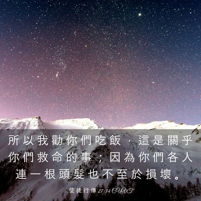 Picture 03 - 使 徒 行 傳 27:34 CUVT - 所 以 我 勸 你 們 吃 飯 ， 這 是 關 - Bible Verse Picture