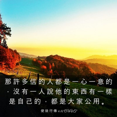 Picture 03 - 使 徒 行 傳 4:32 CUVT - 那 許 多 信 的 人 都 是 一 心 一 意 - Bible Verse Picture