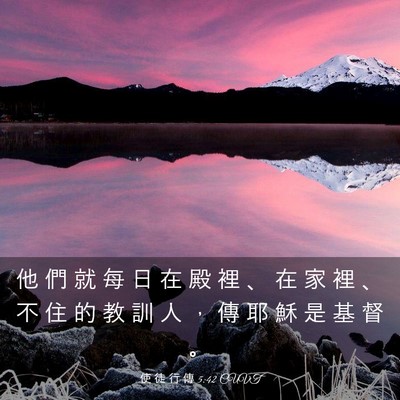 Picture 03 - 使 徒 行 傳 5:42 CUVT - 他 們 就 每 日 在 殿 裡 、 在 家 裡 - Bible Verse Picture