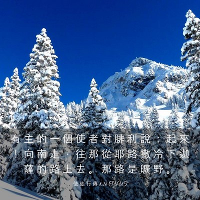 Picture 03 - 使 徒 行 傳 8:26 CUVT - 有 主 的 一 個 使 者 對 腓 利 說 ： - Bible Verse Picture