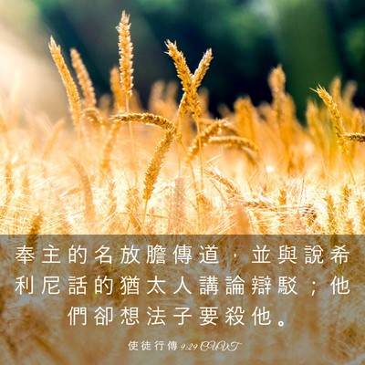 Picture 03 - 使 徒 行 傳 9:29 CUVT - 奉 主 的 名 放 膽 傳 道 ， 並 與 說 - Bible Verse Picture
