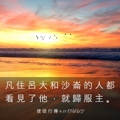 Picture 03 - 使 徒 行 傳 9:35 CUVT - 凡 住 呂 大 和 沙 崙 的 人 都 看 見 - Bible Verse Picture