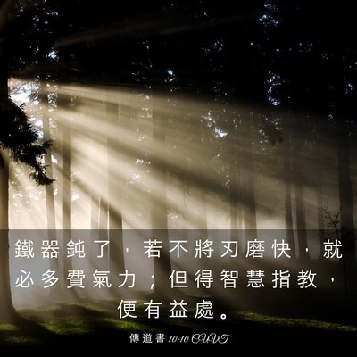 Picture 03 - 傳 道 書 10:10 CUVT - 鐵 器 鈍 了 ， 若 不 將 刃 磨 快 ， - Bible Verse Picture